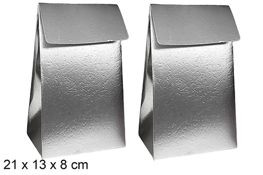 [123935] Set di 2 sacchetti regalo natalizi argentati 21x13x8 cm