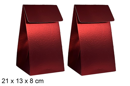 [123937] Set of 2 red Christmas gift bags 21x13x8 cm