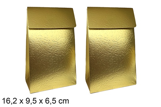 [123939] Set di 2 sacchetti regalo natalizi dorati 16,2x9,5x6,5 cm