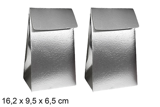 [123942] Set di 2 sacchetti regalo natalizi argentati 16,2x9,5x6,5 cm