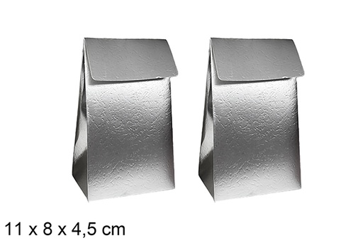 [123945] Set di 2 sacchetti regalo natalizi in argento 11x8x4,5 cm