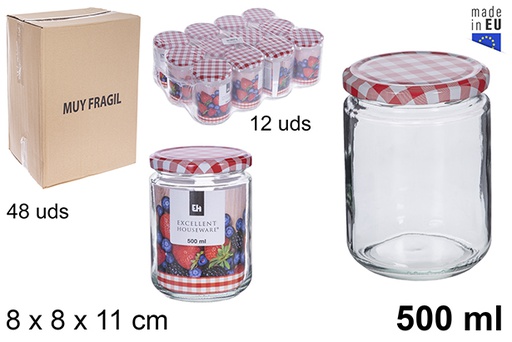 [123962] Barattolo tondo in vetro con coperchio vichy 500 ml