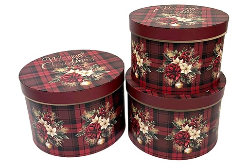 [123967] Pack 3 scatole natalizie in cartone decorate 24.7x17 cm