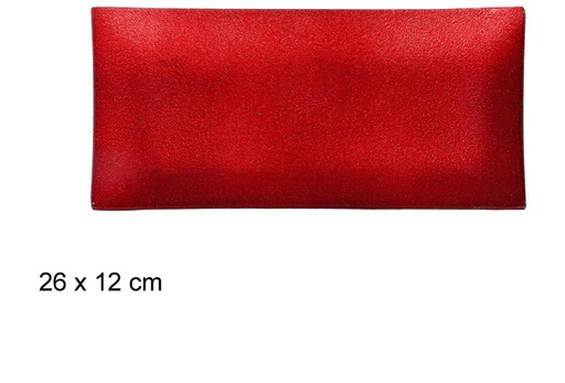 [100757] Plateau de Noël en verre rectangulaire rouge 26x12cm