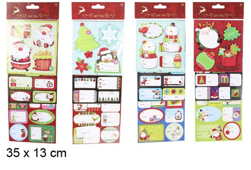 [101143] Étiquettes de cadeau de Noël assorties 35x13 m  