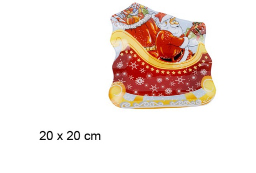 [101240] Glass tray shape Santa Claus in sleigh 20 cm