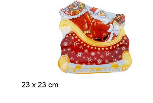 [101241] Glass tray shape Santa Claus in sleigh 23 cm