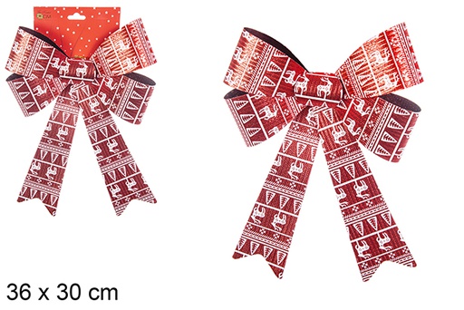 [102042] Red decorated sackcloth bow 36x30 cm