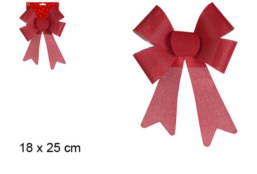 [102043] Christmas bow fabric red sackcloth 18x25 cm