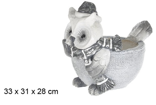 [102108] Floreira de cerâmica coruja de natal