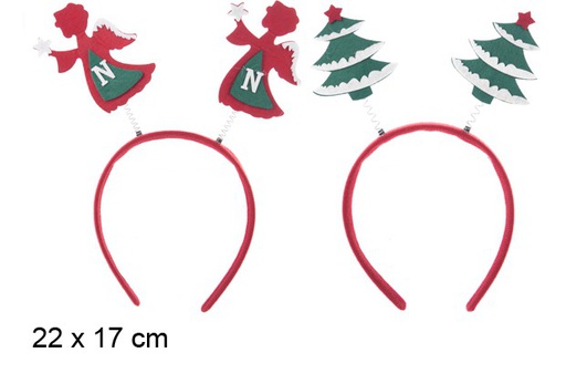[102198] Tiara de Natal anjo/árvore 22x17 cm