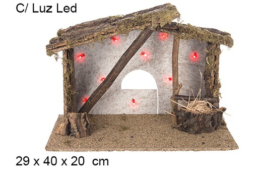 [102250] Cabaña vacía con 10 LED a pilas 29x40 cm