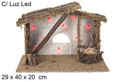 [102250] Empty cabin with 10 battery-powered LEDs 29x40 cm