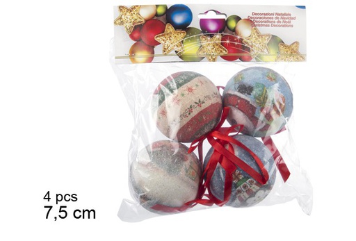 [102411] Pack 4 assorted decorated sugar balls 7,5 cm