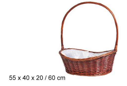 [103256] Cesta de vime forrada mogno 60 cm   