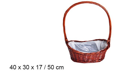 [103260] Panier en osier doublé acajou 50 cm  