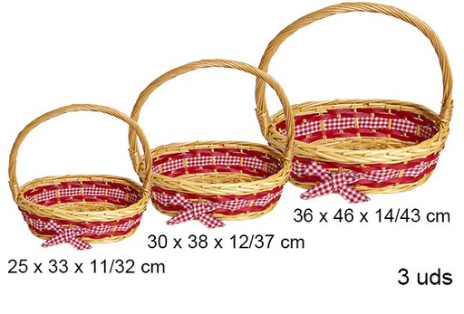 [103282] 3 cestas ovalada miel navidad con lazo