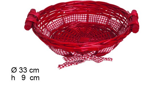 [103295] Cesta redonda roja con lazo 33x9 cm