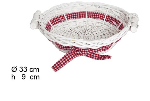 [103296] CHRISTMAS WHITE ROUND BREAD BASKET W/BOW