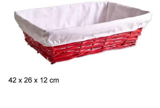 [103301] Cesta rectangular roja forrada Navidad 42x26 cm