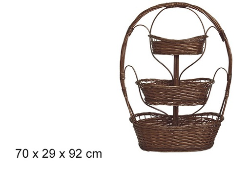 [103303] Triple mahogany basket Chistmas decor  