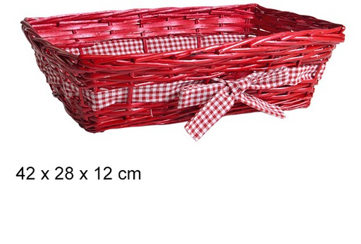 [103305] Red Christmas wicker basket with bow 42x28 cm  