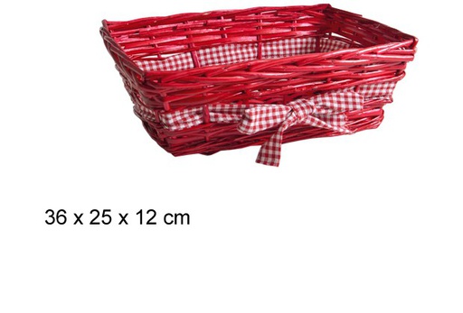 [103306] Cestino di vimini Natale rosso con fiocco 36x25 cm 