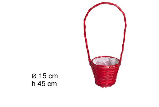 [103307] Cesta redonda florista roja Navidad 15 cm