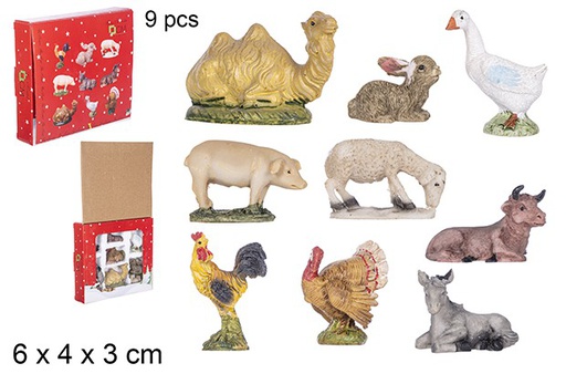 [103349] Pack 9 animaux en résine assortis 