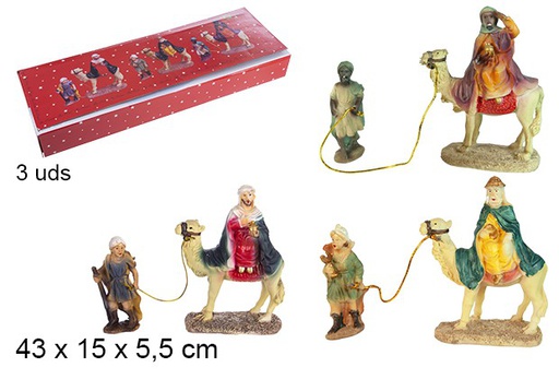 [103355] Pack 3 figurines Crèche des Rois Mages avec chameau et page