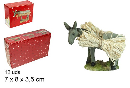 [103360] Resin donkey with straw 