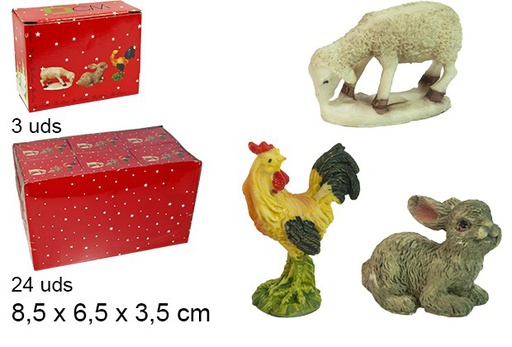 [103367] Pack 3 figuras de animais; coelho, galinha, ovelha