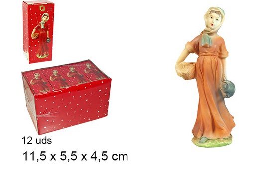 [103383] Resin shepherdess with pitcher and basket 11,5 cm