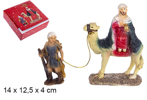 [103395] Figura resina Belén Gaspar con camello y paje resina 14 cm