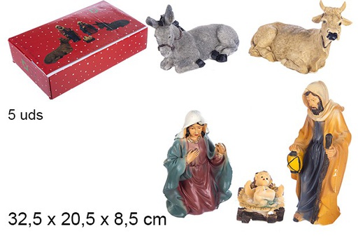 [103398] Pack 5 grandes figurines en résine Crèche