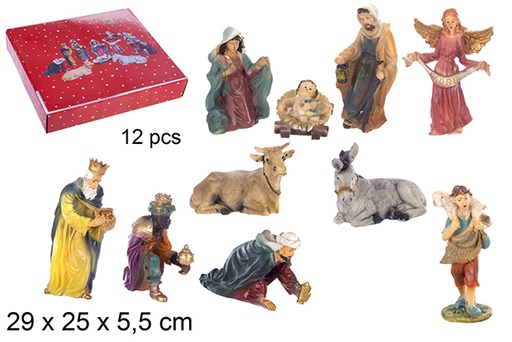 [103400] Pack 12 pieces resin Nativity scene 