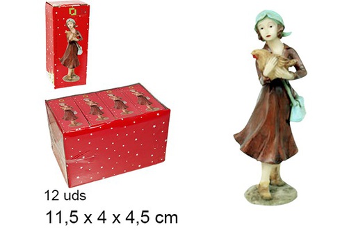 [103409] Resin shepherdess with hen 11,5 cm