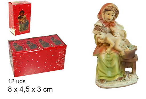 [103442] Resin shepherdess mother washing daughte 8cm  