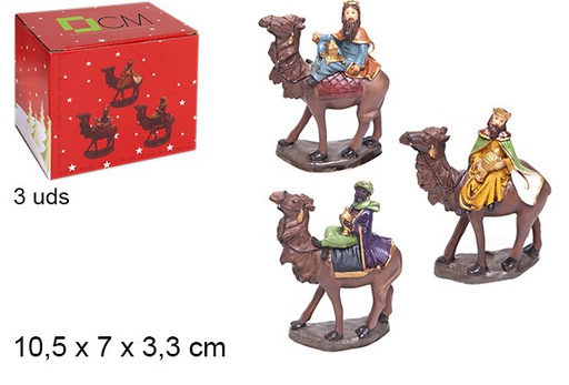 [103448] Pack 3 reyes con camello 10,5 cm
