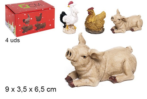 [103452] Pack 4 animali in resina assortiti