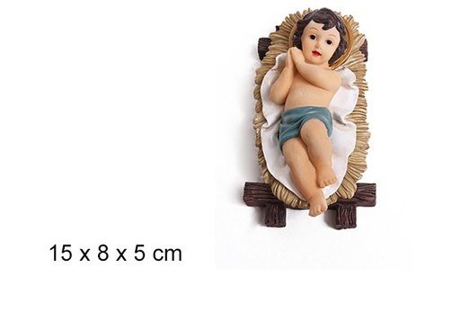 [103455] Baby Jesus in resin cradle 15 cm