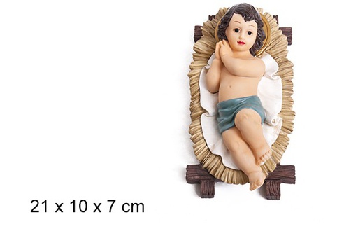 [103456] Baby Jesus in resin cradle 21 cm