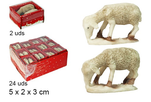 [103468] Pack 2 moutons en résine 5 cm 