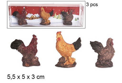 [103494] Pack 3 poules en résine