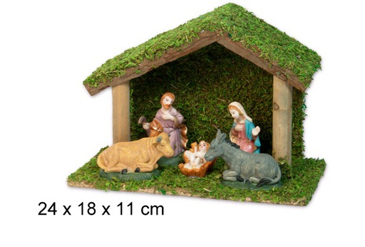 [103506] Wooden nativity scene 5 pieces 24x18x11 cm