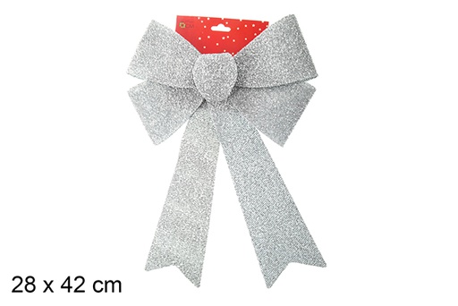 [103529] Silver Christmas bow 28x42 cm