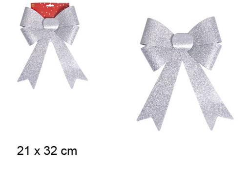 [103534] Silver Christmas bow 21x32 cm