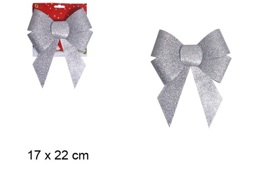 [103537] Silver Christmas bow 17x22 cm