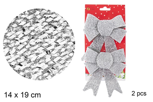 [103540] Pack 2 cordons Noël argentés 14x19 cm