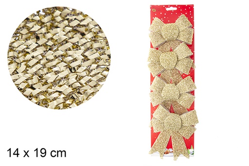 [103542] Pack 4 lazos Navidad oro 14x19 cm